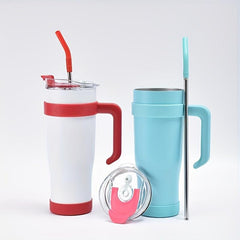 40oz Stainless Steel Water Tumbler With Lid & Straw - Heavy Duty Thermal Coffee