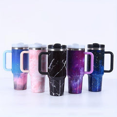 Marble Print Tumbler 40oz Stainless Steel Water Bottle - Starry Sky Car Cup