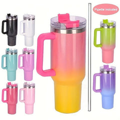 40oz Glitter Tumbler Stainless Steel Water Bottle With Lid & Straw