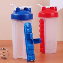 23oz Sports Water Bottle Shaking Cup with Medicine Storage Box