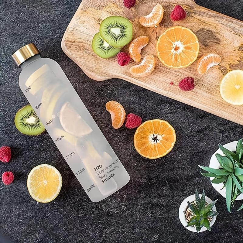 1000ML Water Bottle Time Marker BPA Free Reusable Leakproof