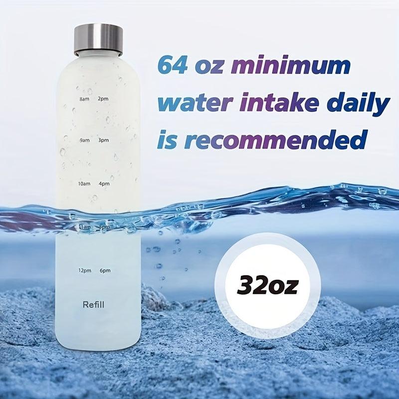 1000ML Water Bottle Time Marker BPA Free Reusable Leakproof