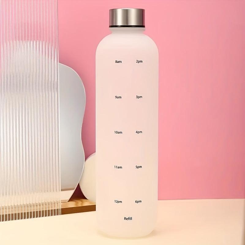 1000ML Water Bottle Time Marker BPA Free Reusable Leakproof