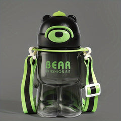 Cute Bear Water Bottle 27.05oz With Straw, Portable Drinking Cup