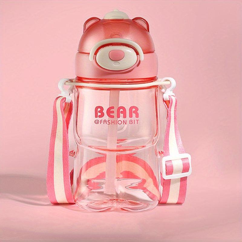 Cute Bear Water Bottle 27.05oz With Straw, Portable Drinking Cup