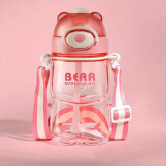 Cute Bear Water Bottle 27.05oz With Straw, Portable Drinking Cup