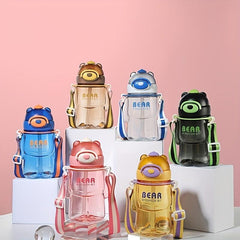 Cute Bear Water Bottle 27.05oz With Straw, Portable Drinking Cup