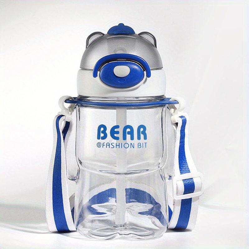 Cute Bear Water Bottle 27.05oz With Straw, Portable Drinking Cup