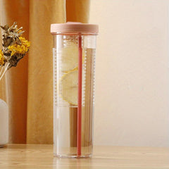 Transparent Water Bottle with Straw for Outdoor Sports and Camping