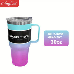 Anyzoo Tumbler 30oz Stainless Steel Water Bottle Handle Lid