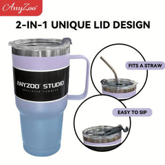 Anyzoo Tumbler 30oz Stainless Steel Water Bottle Handle Lid