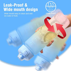 1L Fitness Water Bottle With Time Marker & Filter