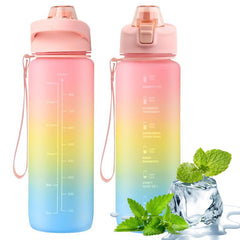 1L Fitness Water Bottle With Time Marker & Filter