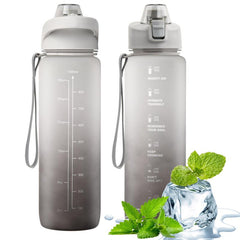 1L Fitness Water Bottle With Time Marker & Filter