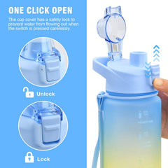 1L Fitness Water Bottle With Time Marker & Filter
