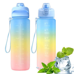 1L Fitness Water Bottle With Time Marker & Filter