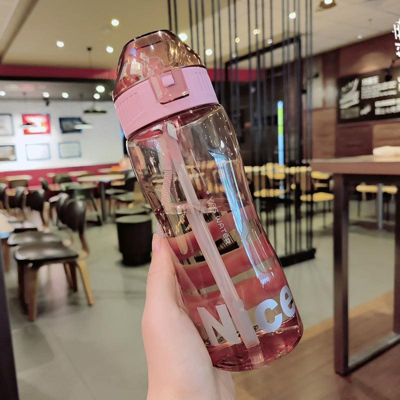 580ml Sports Water Bottle With Straw for Outdoor Summer Drinkware