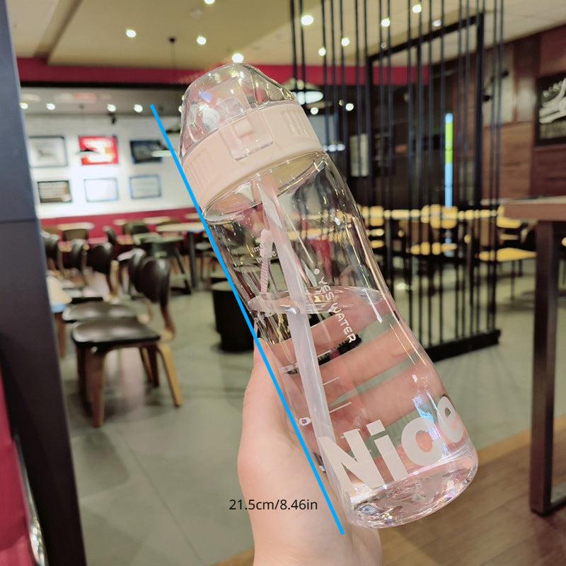 580ml Sports Water Bottle With Straw for Outdoor Summer Drinkware