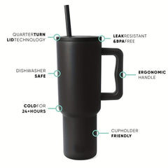 40oz Tumbler Handle & Straw Lid Insulated Cup Stainless Steel Travel Mug