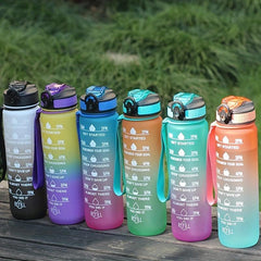 1L Gradient Water Bottle Colorful Wide Mouth Drinking Bottle
