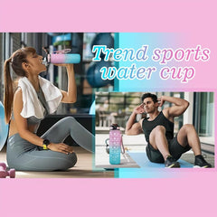 1L Gradient Water Bottle Colorful Wide Mouth Drinking Bottle
