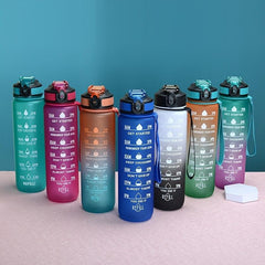 1L Gradient Water Bottle Colorful Wide Mouth Drinking Bottle