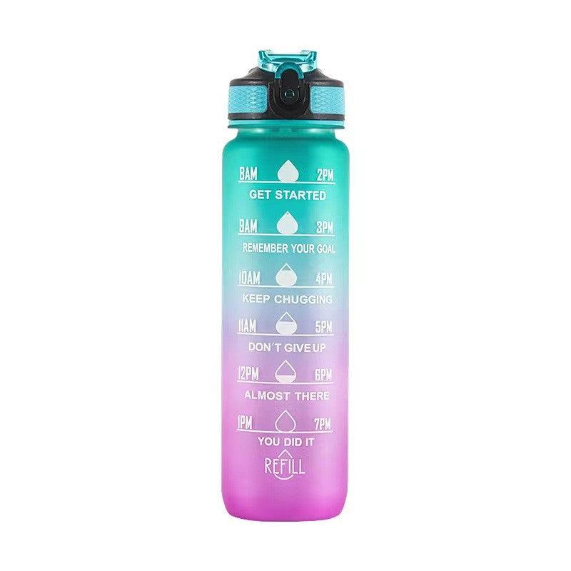 1L Gradient Water Bottle Colorful Wide Mouth Drinking Bottle