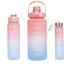 Gradient Straw Water Bottle 3 Pack Outdoor Fitness Cup School Travel