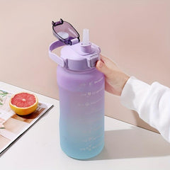 Gradient Straw Water Bottle 3 Pack Outdoor Fitness Cup School Travel