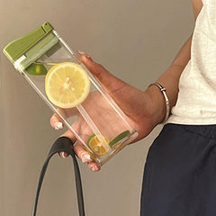 Creative Flat Water Bottle Portable Sport Bottle with Straw
