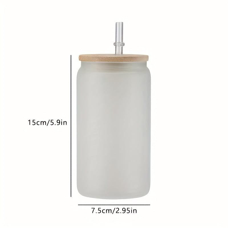 16oz Gradient Glass Water Bottle With Straw for Fitness, Sports, Camping