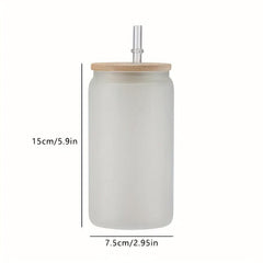 16oz Gradient Glass Water Bottle With Straw for Fitness, Sports, Camping