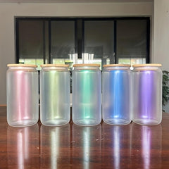 16oz Gradient Glass Water Bottle With Straw for Fitness, Sports, Camping