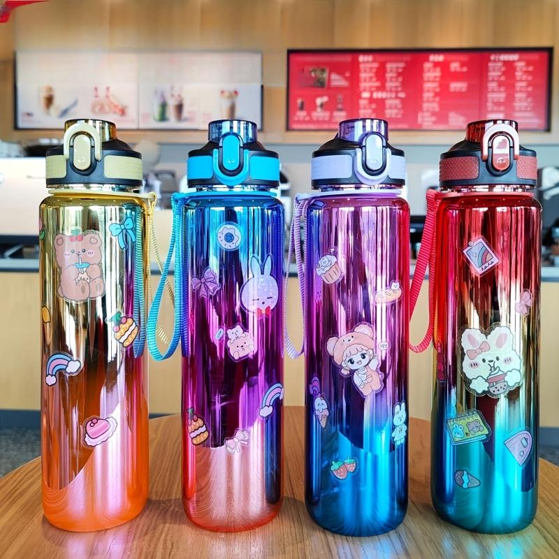 Large Sports Water Bottle With Straw & Strap Leak-Proof BPA Gradient Bottle