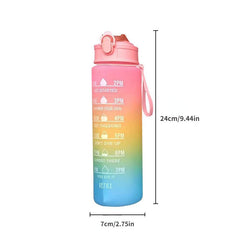 900ml Leakproof Motivational Water Bottle for Hiking Fitness