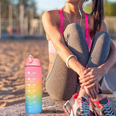 900ml Leakproof Motivational Water Bottle for Hiking Fitness