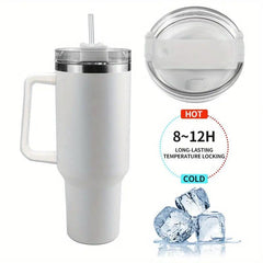 40 Oz Tumbler w/ Handle & Straw Lid, Stainless Steel