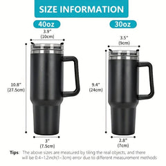 40 Oz Tumbler w/ Handle & Straw Lid, Stainless Steel