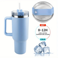 40 Oz Tumbler w/ Handle & Straw Lid, Stainless Steel