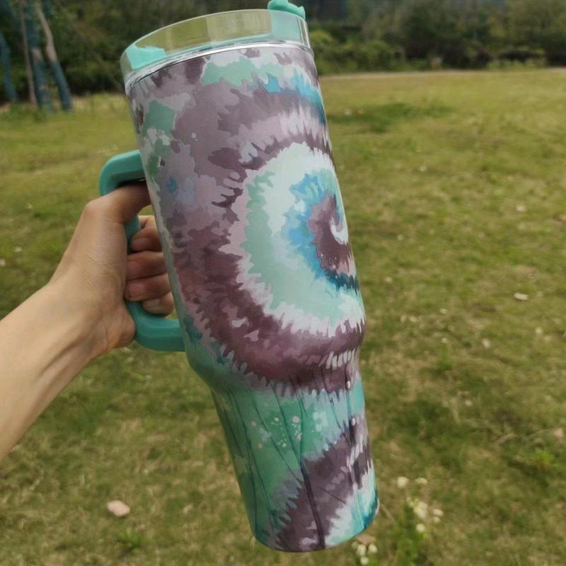 Tie Dye Tumbler 40oz Stainless Steel Insulated Water Bottle With Lid