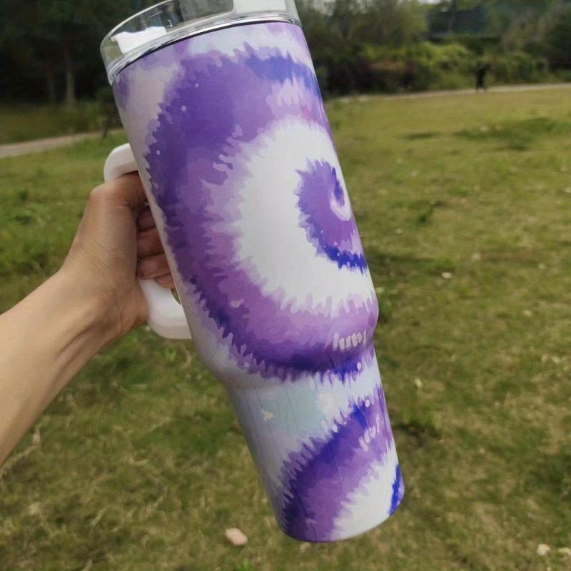 Tie Dye Tumbler 40oz Stainless Steel Insulated Water Bottle With Lid