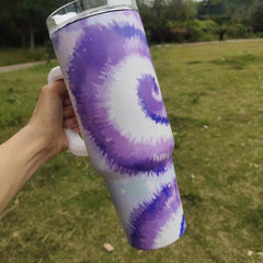 Tie Dye Tumbler 40oz Stainless Steel Insulated Water Bottle With Lid