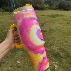 Tie Dye Tumbler 40oz Stainless Steel Insulated Water Bottle With Lid
