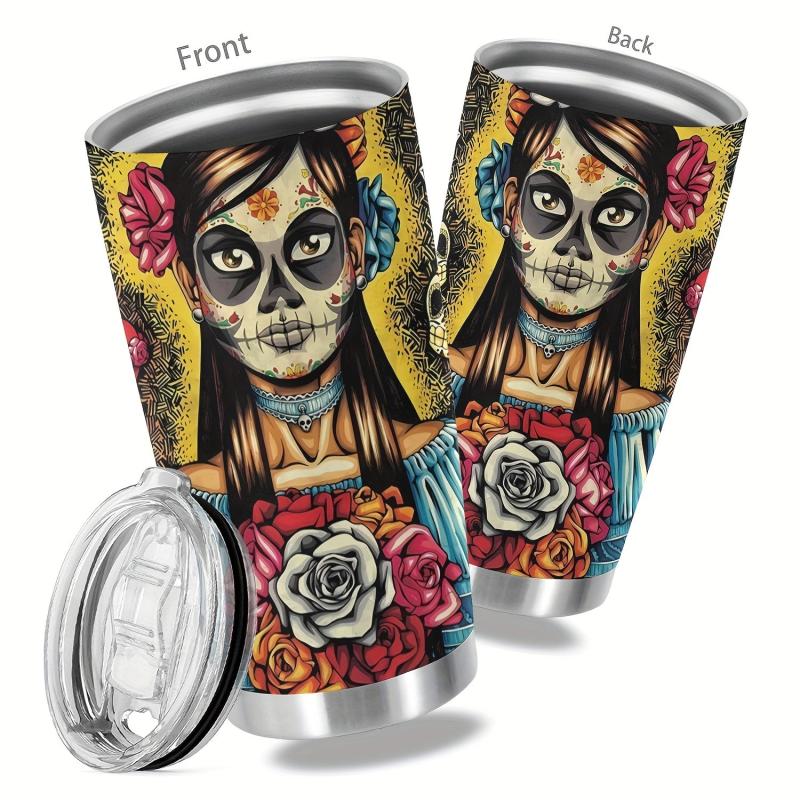 20oz Halloween Cup Stainless Steel Tumbler - Skull Design