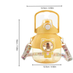 Cartoon Bear Water Bottle with Straw 33.8oz Portable Drinking Cup