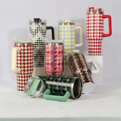 Sakura Train 40 oz Houndstooth Tumbler, Stainless Steel Vac