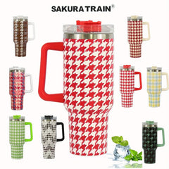 Sakura Train 40 oz Houndstooth Tumbler, Stainless Steel Vac