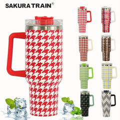 Sakura Train 40 oz Houndstooth Tumbler, Stainless Steel Vac