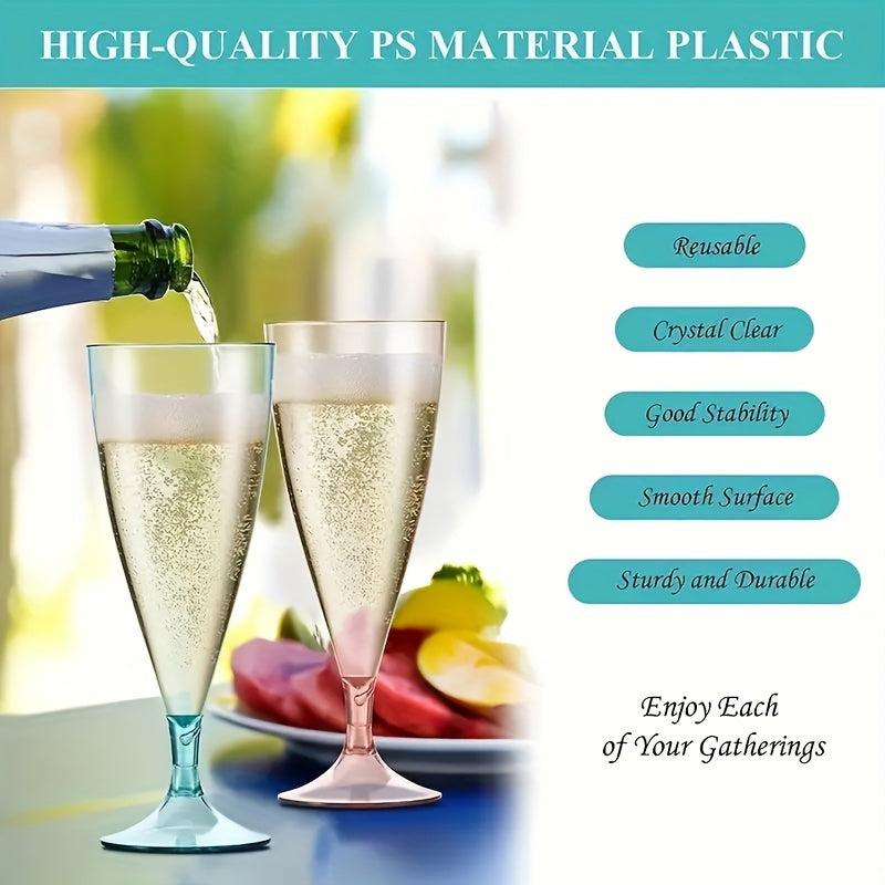 6pcs Plastic Champagne Flutes and Bottle Set - Kitchen Camping Organizer