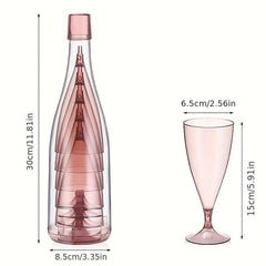 6pcs Plastic Champagne Flutes and Bottle Set - Kitchen Camping Organizer